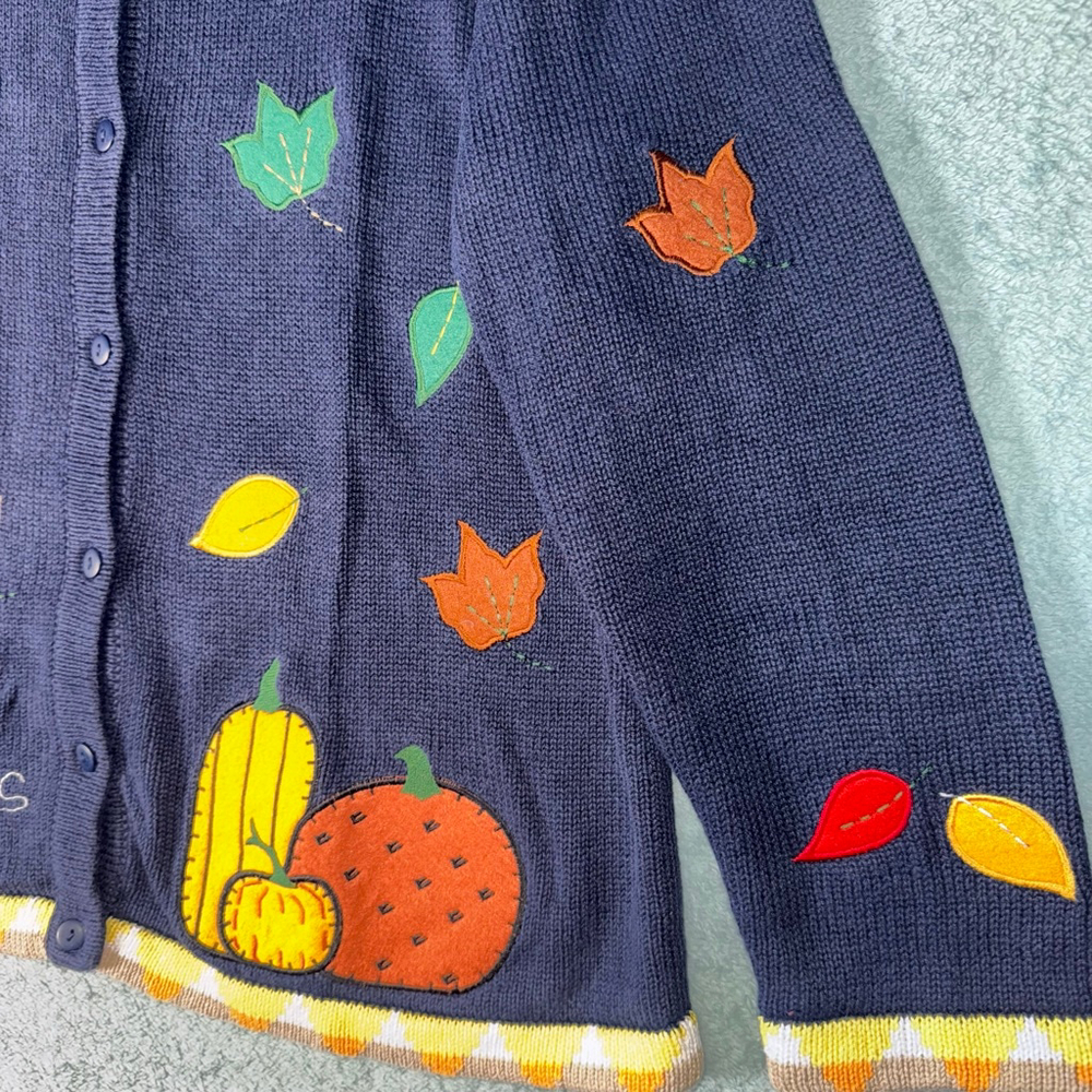 The Quacker Factory Womens Embroidered Multi Color Buttoned down Cardigan Large - Picture 6 of 14